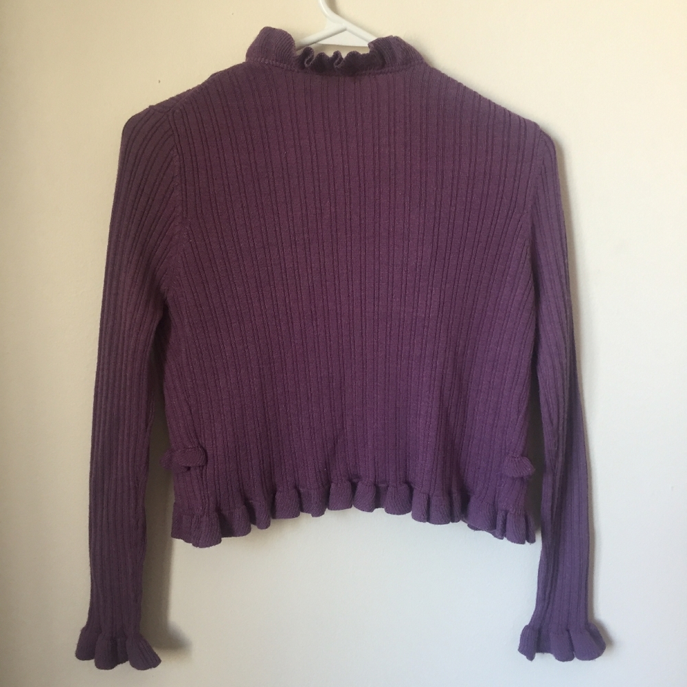 Purple Ruffle Knit Cardigan - Picture 2 of 3